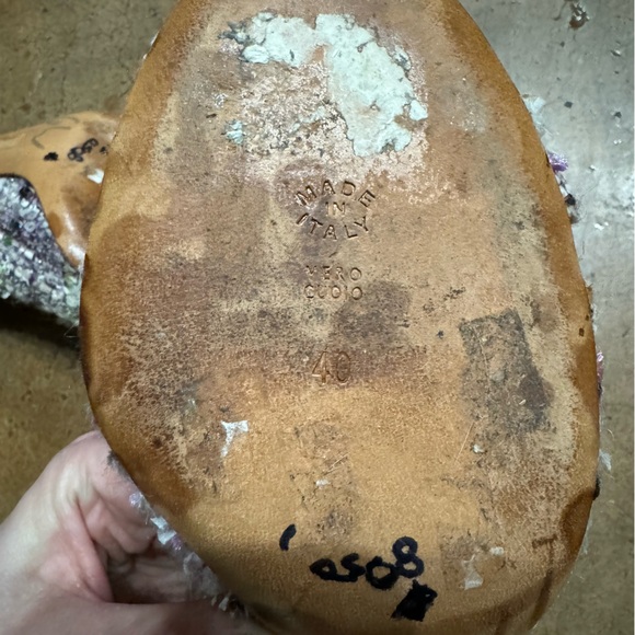 Vintage 90s Moschino purple tweed peep toe kitten heels IT 40 - Picture 6 of 7